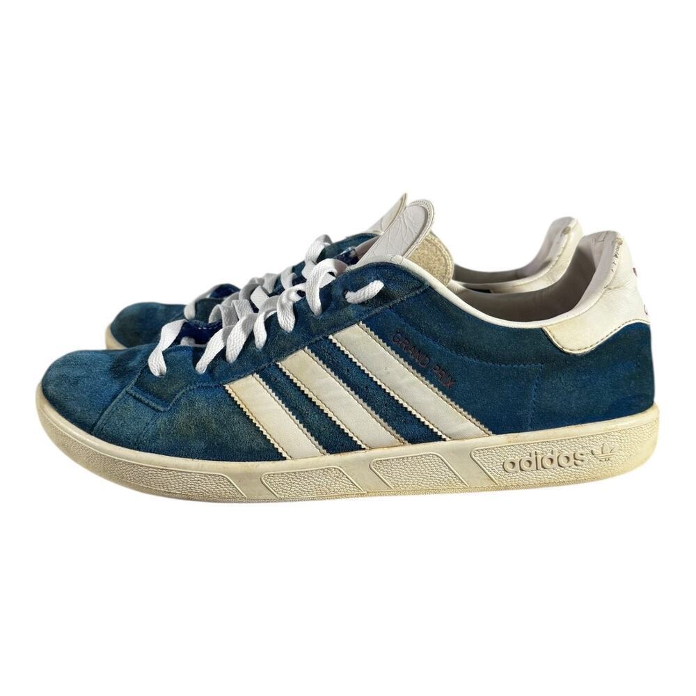 adidas Grand Prix Suede Blue White Classic Tennis Sneakers Men’s 11.5 Vintage - Picture 4 of 8